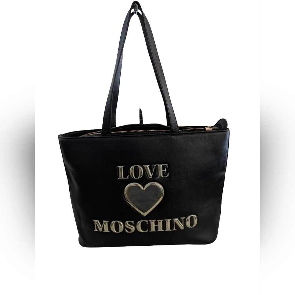 Love Moschino Black and Gold Heart Tote